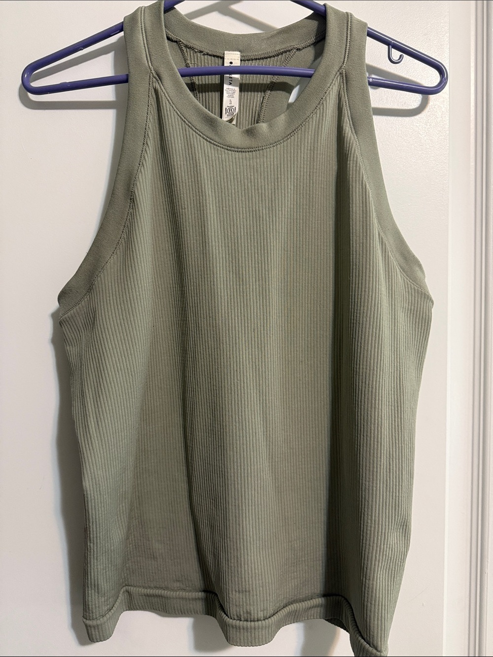 Ribbed High-Neck Tank Top - Sage Green